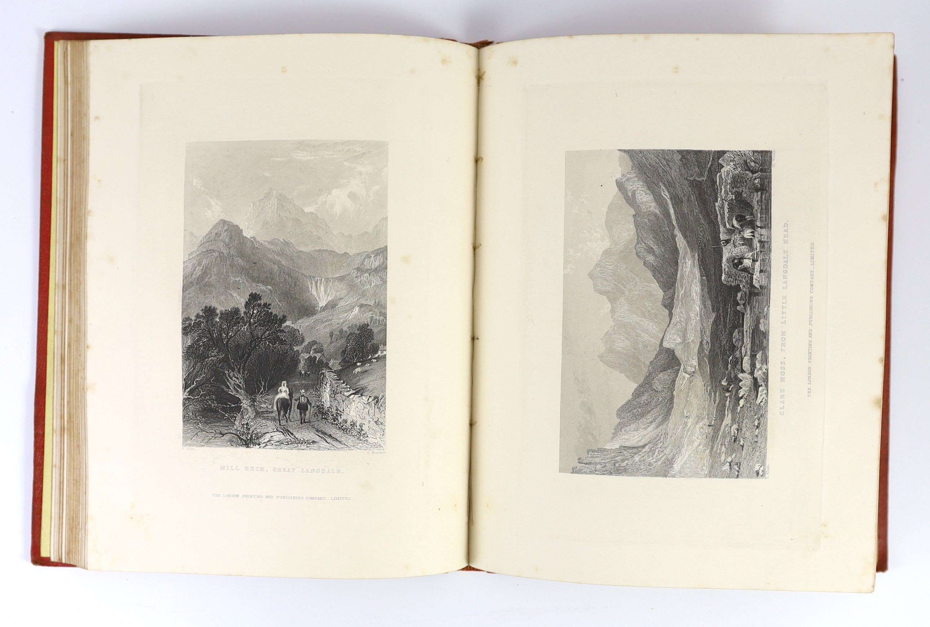 Rose, Thomas, Topographer - The British Switzerland, or, Picturesque Rambles in the Lake Dustrict, illustrated by Thomas Allom and others, 2 vols, 4to, red cloth gilt, with 87 engraved plates and a folding map, London, [
